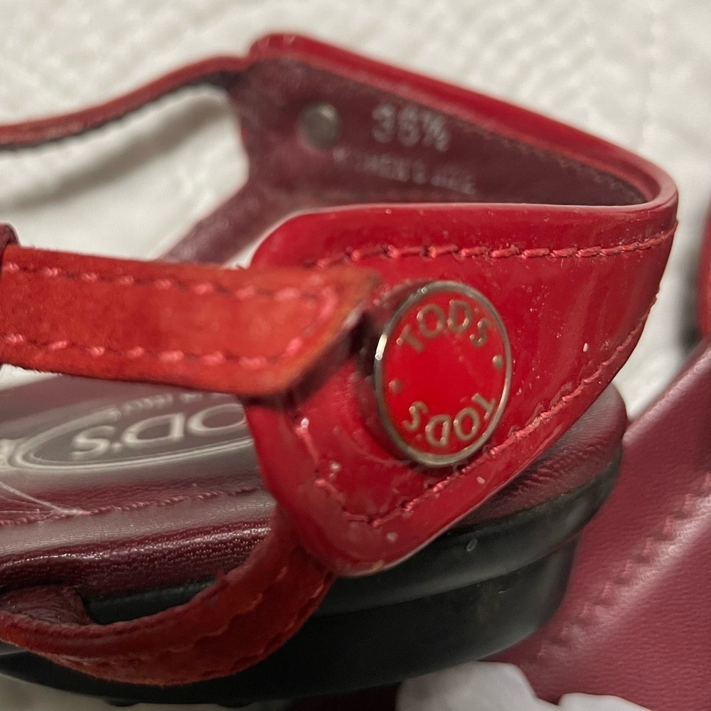 TOD’S Red Sandals Size 36.5 - Picture 7 of 10
